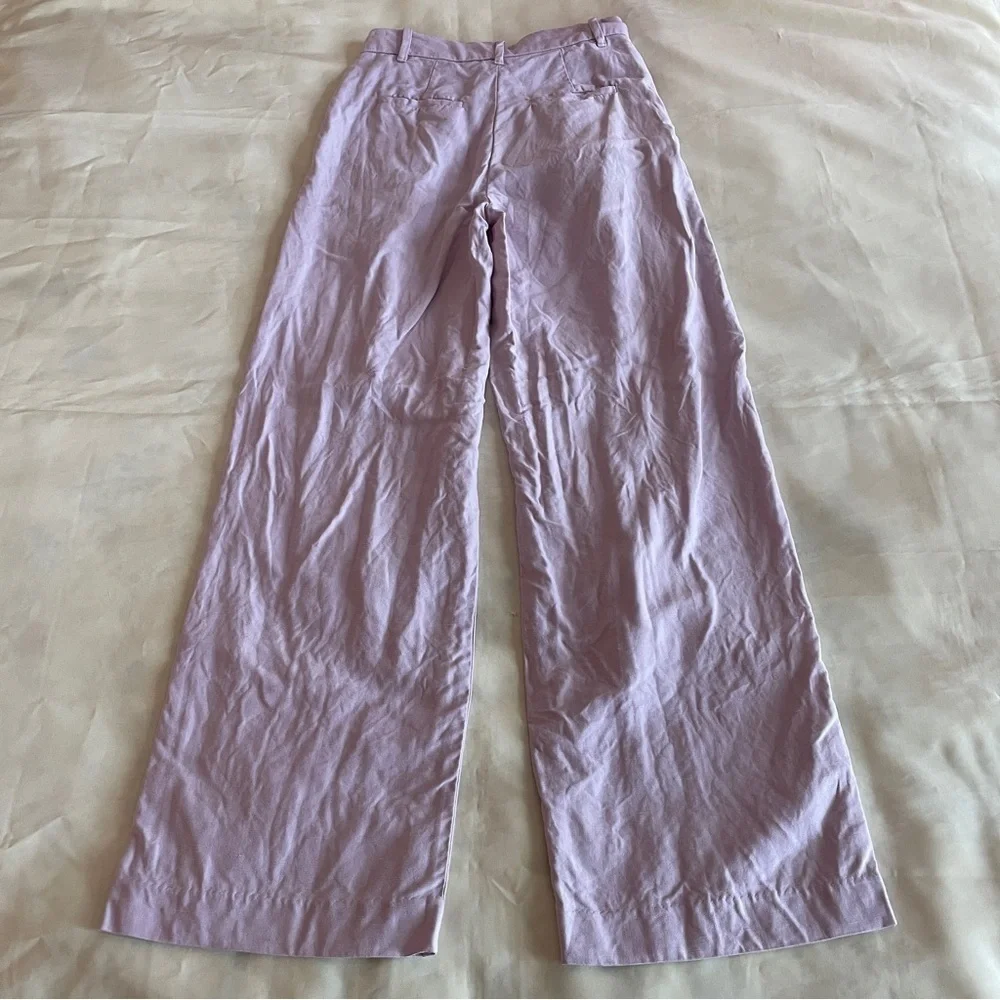 Aritzia- The Effortless Pant Linen Lavender Orchid Size 4 Wide Leg Trousers